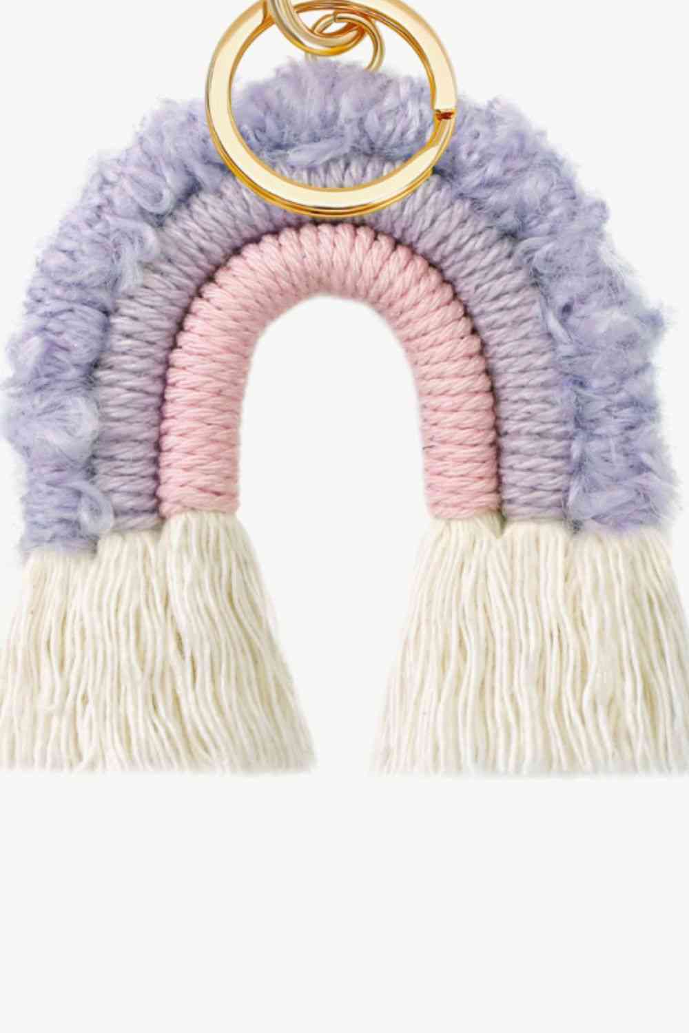 Fringe trim rainbow key chain, gold hardware, purple and pink rainbow keychain, fringe keychain, cute gifts for her, christmas gifts, birthday gifts
