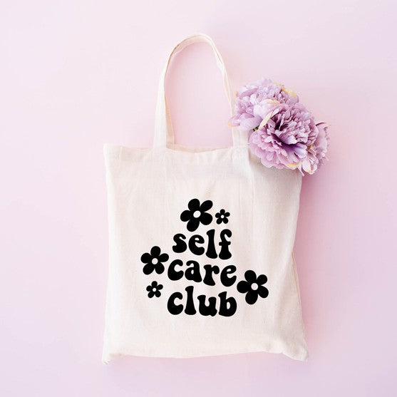 tote bags, self care club, I can buy myself flowers, canvas tote bags, shopping bags, grocery bags, reusable tote bag