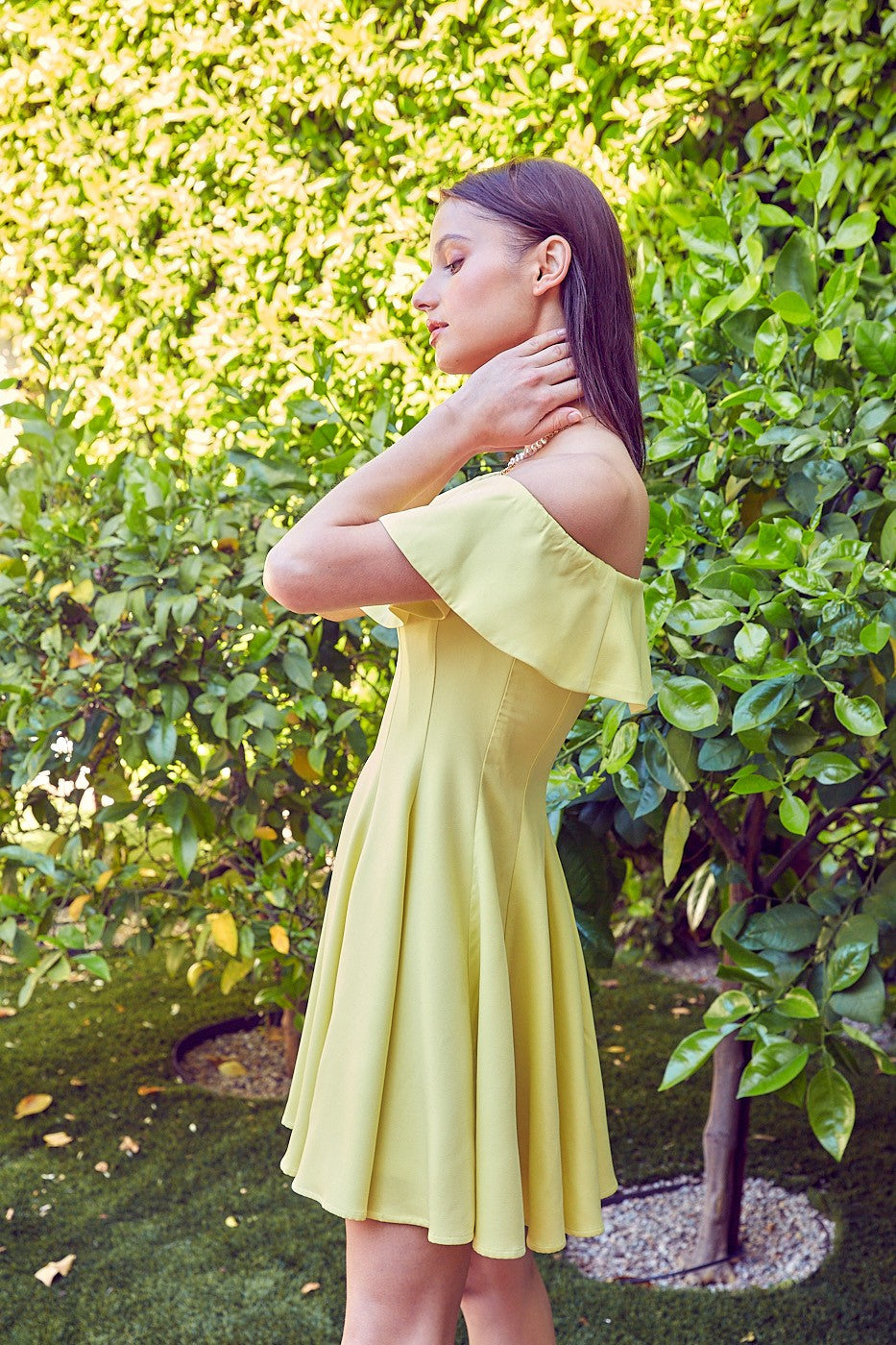 The Isabelle A-Line Ruffle Dress is graceful and feminine. Whether you're attending a garden party, a wedding, or a summer soiree, this dress is the epitome of elegance and versatility.  Model is 5'9" and is wearing a size Small Bust: 32", Waist: 24", Hip: 34"