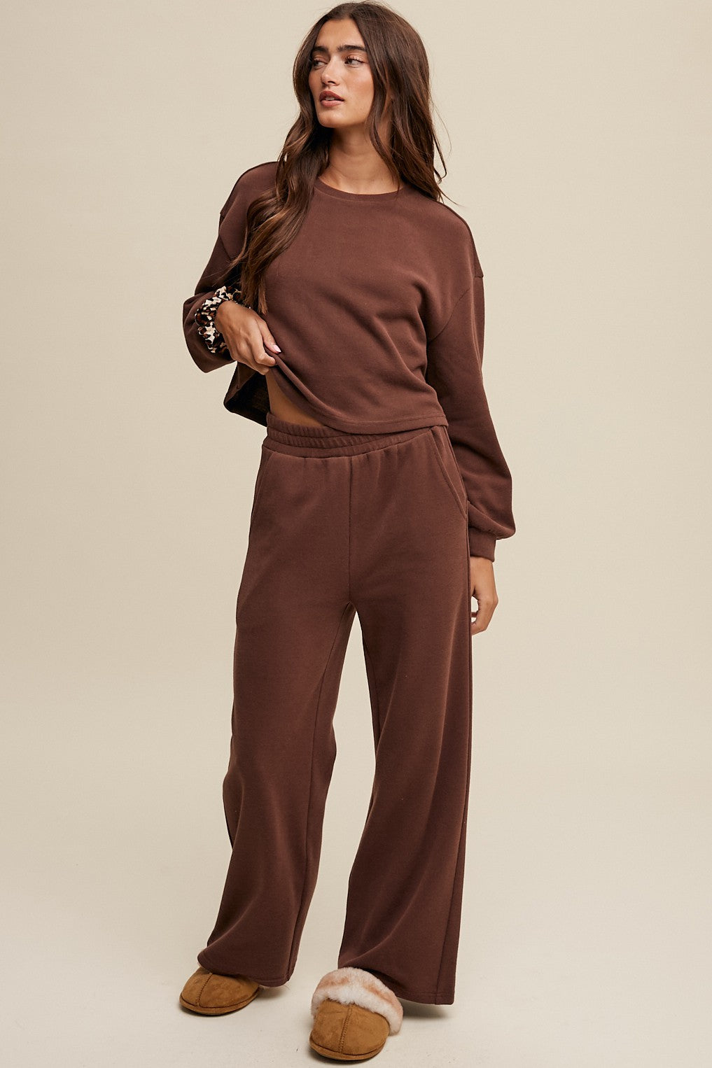 Elevate your loungewear game with our Lucy Athleisure Lounge Sets.  - Model is 5' 10" 32-26-35 and wearing a size Small