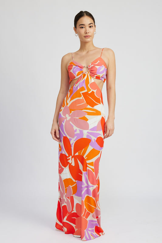 Get ready to turn heads with this Juniper Floral Maxi Dress featuring an eye-catching O Ring detail. The playful flower design will have you feeling fun and flirty, while the cut outs add a touch of edge. Perfect for any occasion, add this dress to your wardrobe for a stylish and unique look.