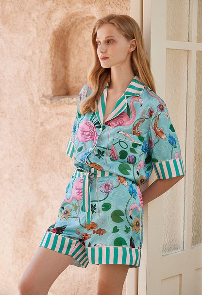 Get ready to snooze in style! This Kenna Printed Pajama Set will have you looking as good as you feel (tired, but cute). Say goodbye to mismatched PJ's and hello to chic comfort.