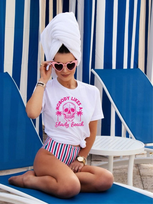 No shady business here - rock this beach tee and let the world know you're all about those sunny vibes. Made with 100% combed, ring spun cotton, this tee is a perfect addition to any beach day outfit. Because let's be real, no one likes a shady beach (or person).&nbsp;