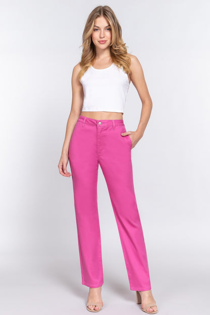 The Emily Straight Twill Pants are a versatile and stylish addition to your wardrobe. With their high-waisted design, these pants create a flattering and elongating silhouette. The straight leg cut offers a classic and timeless look that can be dressed up or down for any occasion. 