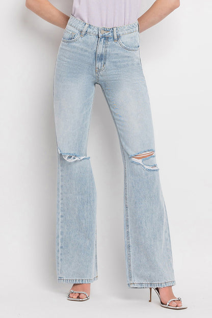 The Eloise 90's Vintage Super High Rise Flare Jeans are a trendy and nostalgic denim option that features a super high-rise waist and wide flare legs, reminiscent of the popular fashion from the 1990s. These jeans offer a retro-inspired silhouette that is both flattering and stylish.&nbsp;