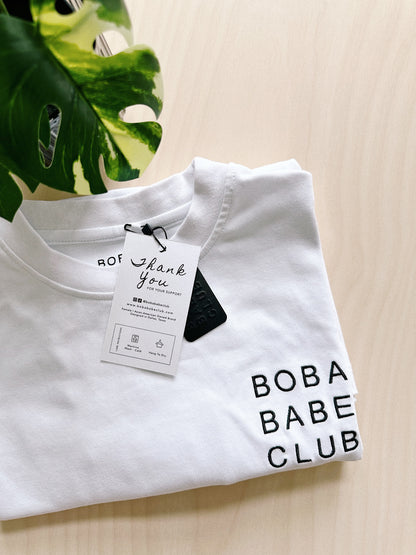 Logo Embroidered T-Shirt, Oversized Tee with Logo, Branded Embroidered Shirt, Custom Logo Oversized Tee, Logo Embroidery T-Shirt,Boba Babe club t-shirt in white