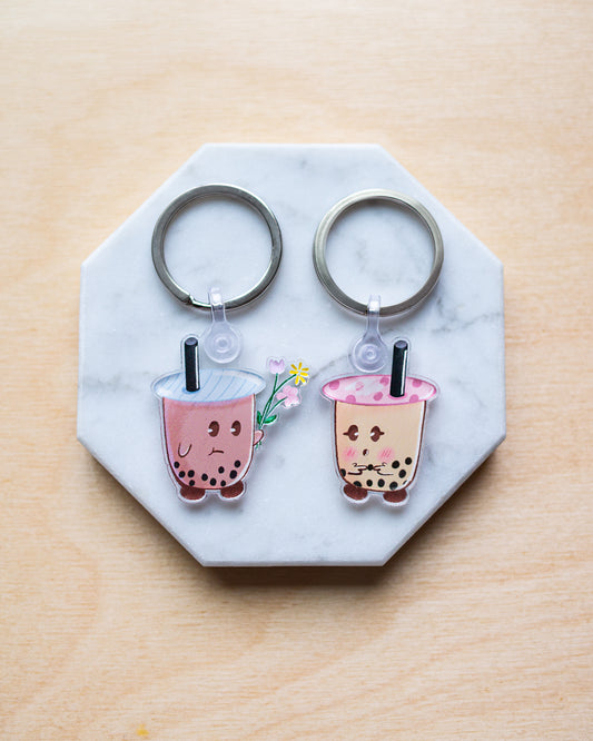 Boba key chain, couple keychains, gifts for couples, valentine's gifts, christmas gifts, gifts under 20, gifts for him, gifts for her, cute keychains, boba near me, boba merch, boba tea